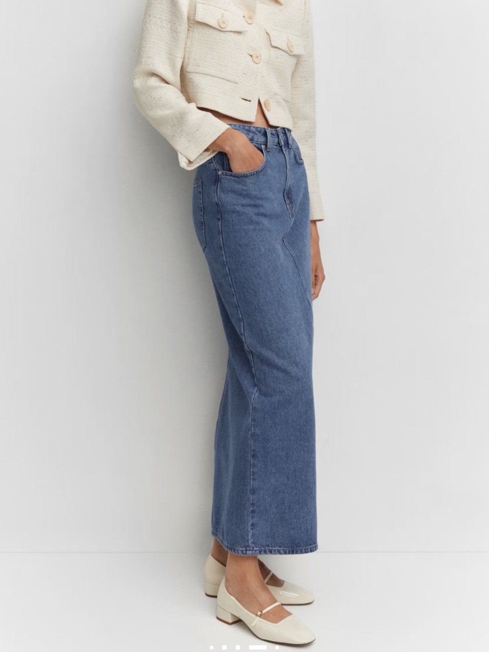 Mango Blue Denim Maxi Skirt Size M - Picture 5 of 13